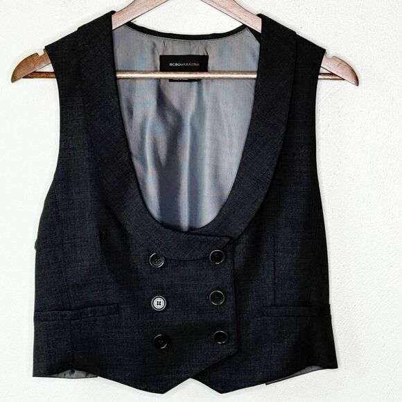 BCBGMAXAZRIA Wool Fashion Vest With Adjustable Buckle - Black - Women’s US L - Picture 1 of 7